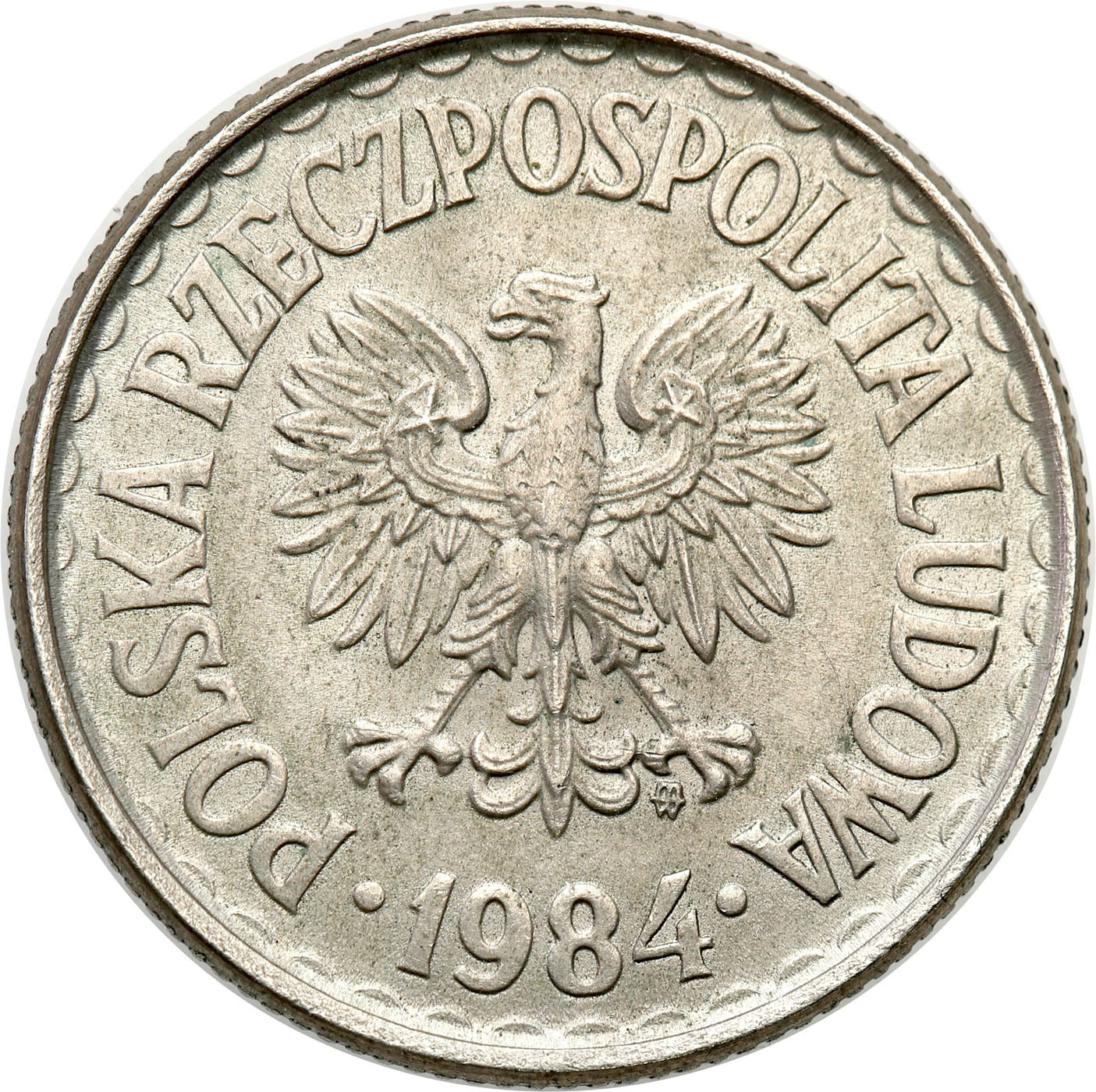 PRL. PRÓBA miedzionikiel 1 złoty 1984 bez napisu
